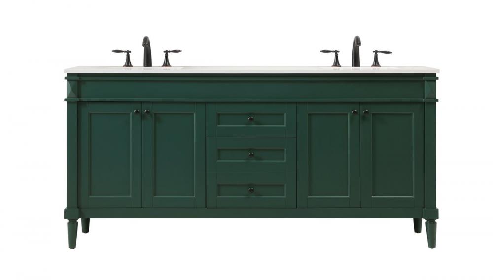 72 Inch Double Bathroom Vanity in Green