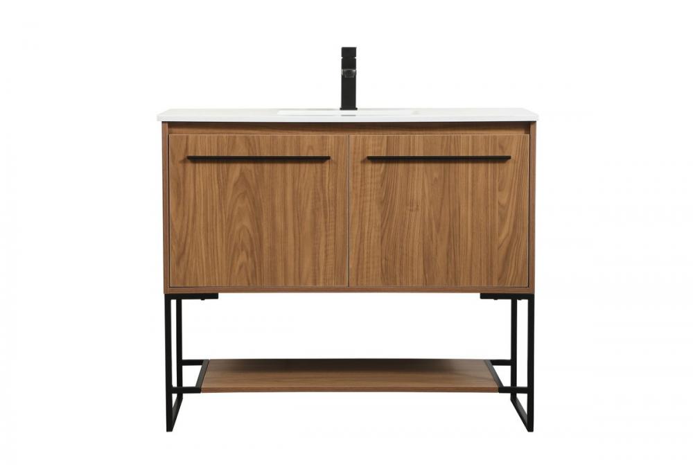 40 inch Single bathroom vanity in walnut brown