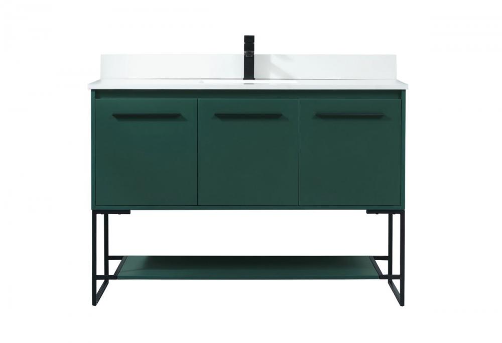 48 inch Single bathroom vanity in green with backsplash