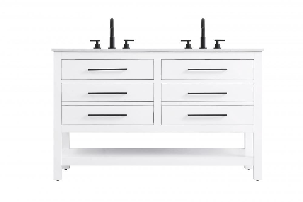 54 inch Double Bathroom Vanity in White