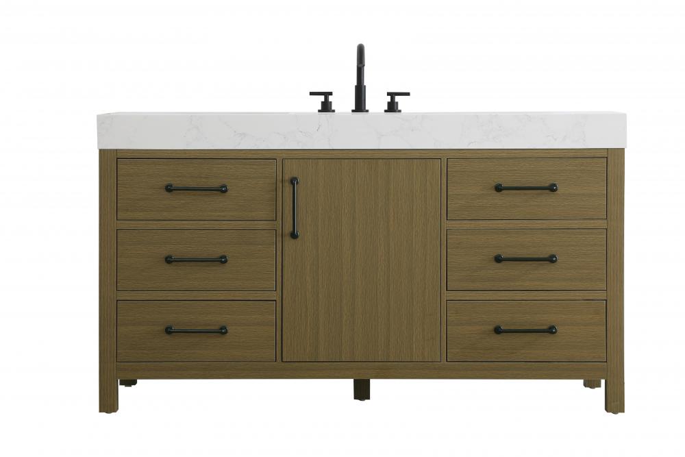 60 inch Single Bathroom Vanity In Chestnut Brown