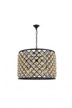 Elegant 1206D27MB-GT/RC - Madison 8 light Matte Black Chandelier Golden Teak (Smoky) Royal Cut Crystal