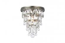 Elegant 1219F9AS/RC - Nordic 1 Light Antique Silver Flush Mount Clear Royal Cut Crystal