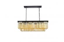 Elegant 1232D40MB-GT/RC - Sydney 12 Light Matte Black Chandelier Golden Teak (Smoky) Royal Cut Crystal