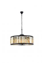 Elegant 1233D35MB-GT/RC - Chelsea 10 light Matte Black Chandelier Golden Teak (Smoky) Royal Cut Crystal