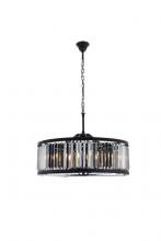 Elegant 1233D35MB-SS/RC - Chelsea 10 light Matte Black Chandelier Silver Shade (Grey) Royal Cut Crystal