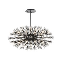 Elegant 2500D48BK - Vera 48 Inch Crystal Starburst Oval Pendant in Black