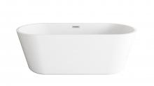 Elegant BT10665GW-BNK - 65 inch Soaking Bathtub in Glossy White with Brushed Nickel Trim