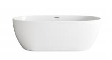 Elegant BT10770GW-BNK - 77 inch Soaking Bathtub in Glossy White with Brushed Nickel Trim