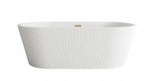 Elegant BT30767GW-BGD - 67 inch Bathtub in Glossy White with Brushed Gold Trim