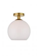 Elegant LD2211BR - Baxter 1 Light Brass Flush Mount With Frosted White Glass