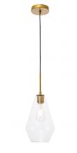 Elegant LD2260BR - Gene 1 Light Brass and Clear Glass Pendant