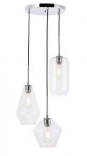 Elegant LD2268C - Gene 3 Light Chrome and Clear Glass Pendant