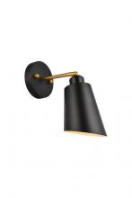 Elegant LD2354BK - Halycon 5 Inch Black and Brass Wall Sconce