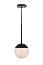 Elegant LD6026BK - Eclipse 1 Light Black Pendant With Frosted White Glass