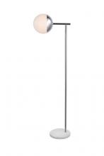 Elegant LD6100C - Eclipse 1 Light Chrome Floor Lamp With Frosted White Glass