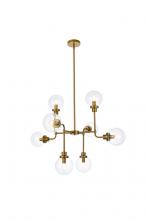 Elegant LD7039D36BR - Hanson 8 lights pendant in brass with clear shade