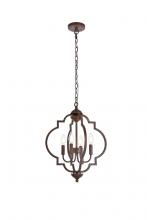 Elegant LD7064D16WOK - Sandara 4 Lights Pendant in Weathered Oak