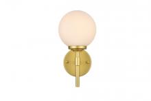 Elegant LD7301W6BRA - Ansley 1 light Brass and frosted white Bath Sconce