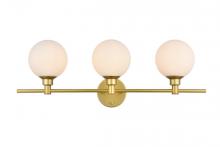 Elegant LD7317W28BRA - Cordelia 3 light Brass and frosted white Bath Sconce