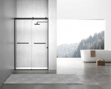 Elegant SD202-4876MBK - Semi-frameless shower door 48 x 76 Matte Black