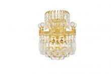 Elegant V8949W12G/RC - Corona 2 Light Gold Wall Sconce Clear Royal Cut Crystal