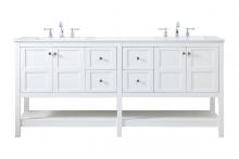 Elegant VF16472DWH - 72 Inch Double Bathroom Vanity in White