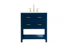 Elegant VF19030BL - 30 inch Single Bathroom Vanity in Blue