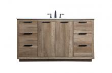 Elegant VF19460NT - 60 Inch SIngle Bathroom Vanity In Natural Oak