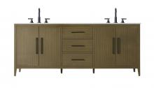 Elegant VF29384DMCB - 84 inch Double Bathroom Vanity in Chestnut Brown