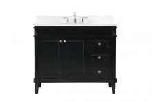 Elegant VF31842BK-BS - 42 inch Single bathroom vanity in black with backsplash