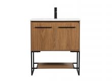 Elegant VF42530WB - 30 inch Single bathroom vanity in walnut brown