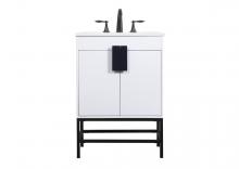 Elegant VF48824MWH - 24 Inch Single Bathroom Vanity in White