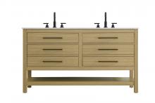 Elegant VF60554DMHB - 54 inch Double Bathroom Vanity in Honey Brown