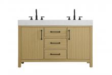 Elegant VF60654DMHB - 54 inch Double Bathroom Vanity In Honey Brown