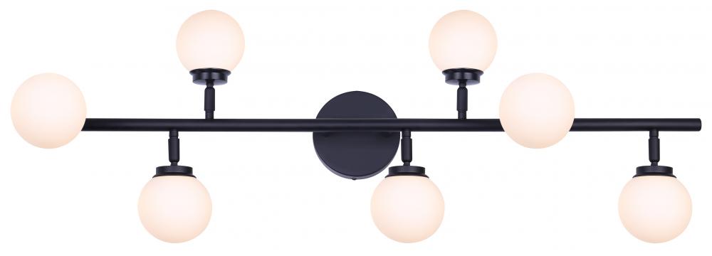 Poppy 7 Light Track Lighting, Black Finish