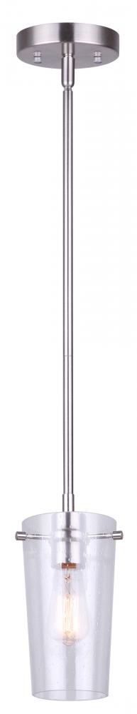 VIVIEN, IPL1080A01BN -G-, 1 Lt Rod Pendant, Seeded Glass, 60W Type A, 4.75inch W x 11.5 - 59.5inch H