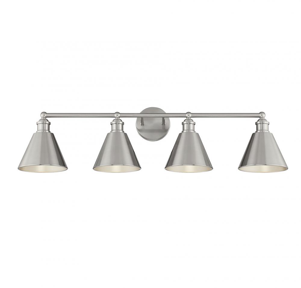 4-Light Bathroom Vanity Light in Brushed Nickel