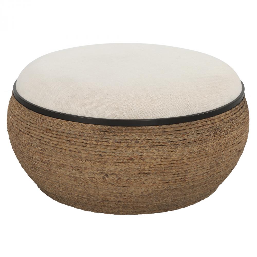 Island Straw Storage Ottoman / Coffee Table