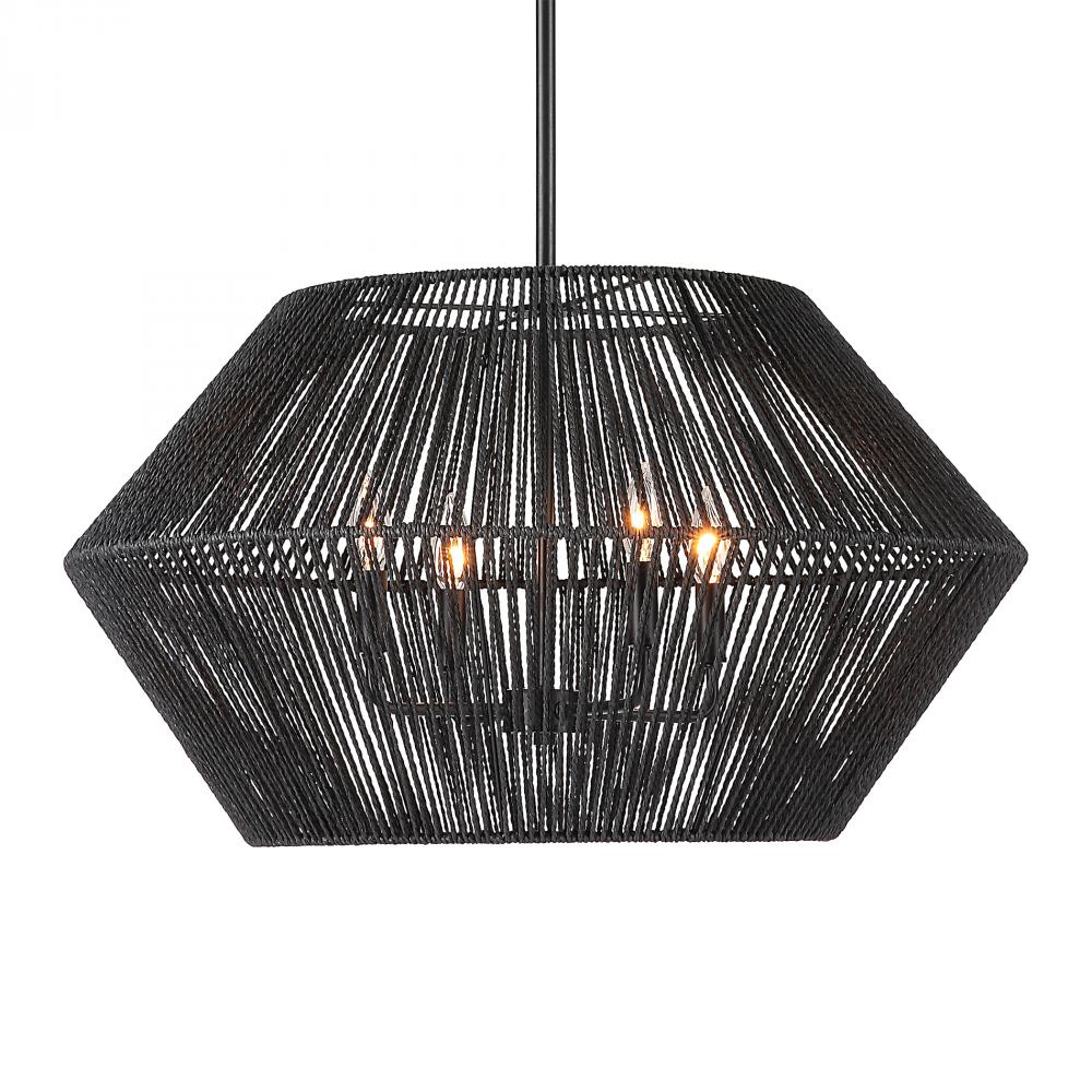 Suva 4 Light Black Rope Pendant